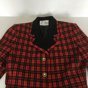 vintage red  plaid blazer jacket shoulder pads